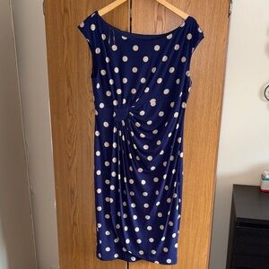 Elegant Navy Polka Dot Dress